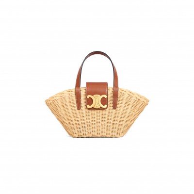 CELINE TEEN COUFFIN IN WICKER AND NATURAL CALFSKIN 116572FWE.02NT (32*14*7cm)